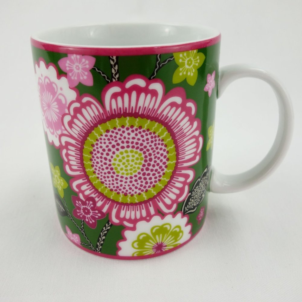 Vera Bradley Olivia Pink Pattern Retired 2013 Ceramic Coffee Cup Mug‎